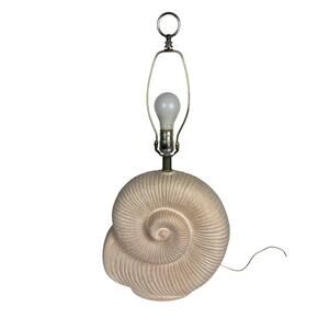 Vintage 70s Nautilus Shell Table Lamp Art Deco MCM Plaster Beach Coastal Decor